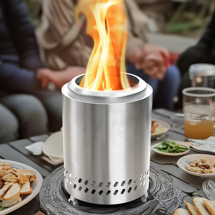 Tabletop Fire Pit, 7 inch Smokeless Fire Pits Outdoor Mini Firepit, Stainless Steel Portable Fireplaces Low Smoke