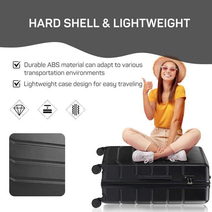 Bigleap 20 Inch Carry-On Luggage, Hard Shell Rolling Suitcase with TSA Lock, Lightweight Luggage with Spinner Wheels, Black