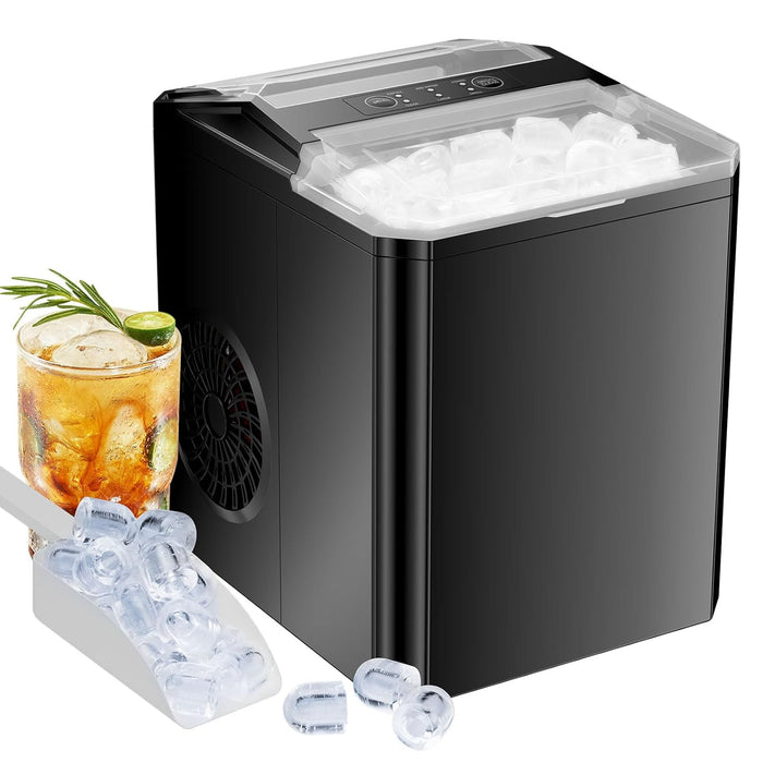 Bigleap Ice Maker, Portable Countertop Icemaker Machine, Self Cleaning Quiet 2 Sizes Bullet Cubes Makers, Basket for Home Kitchen Party,Black