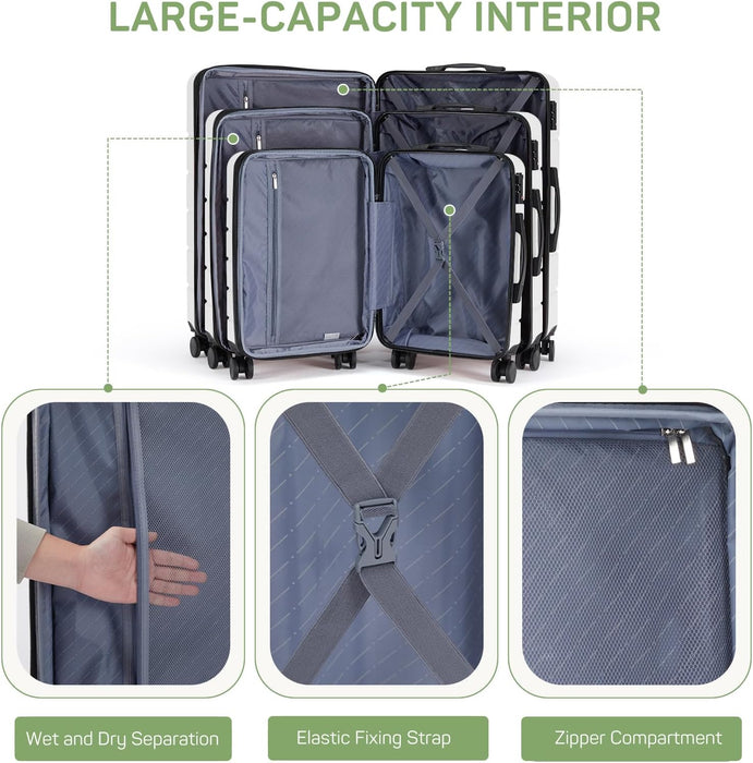 Bigleap 20 Inch Carry-On Luggage, Hard Shell Rolling Suitcase with TSA Lock, Lightweight Luggage with Spinner Wheels, Black