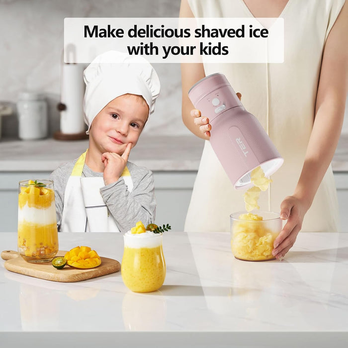 Bigleap Ice Shaver Machine Portable Blender 2 In 1, Shaved Ice Machine for Home, Snow Cone Machine Ice Shaver Machine, Portable Blender for Shakes and Smoothies, Green