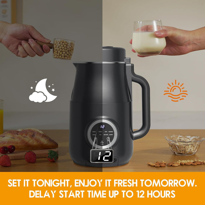 Bigleap 8-in-1 Nut Milk Maker, Electric Bean Milk Machine，40oz Blender with Delay Start, Auto-Clean, Keep Warm, Black