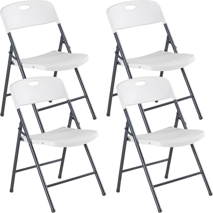 Simenmax 4 Pack Folding Chairs, Plastic Portable Dining Chiars for Home and Office, Wedding, Party, Camping,White