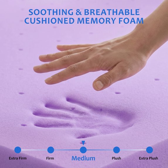 Beddle Cooling Gel Memory Foam Mattress Topper, CertiPUR-US Certified, Medium