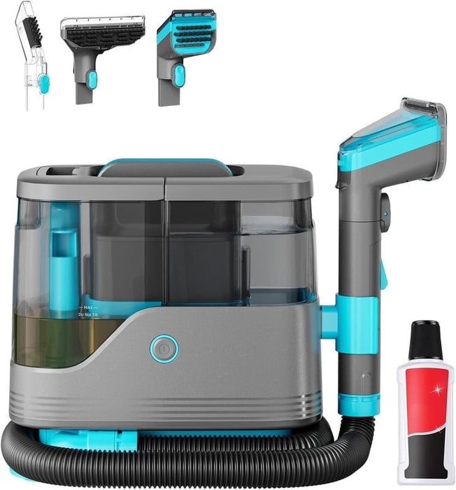 Simenmax Portable Carpet & Upholstery Cleaner ¨C 13KPa Suction, 3 Attachments, Removable Twin Tanks, Lightweight Spot Shampooer for Sofa, Car Seats, Stairs, Blue