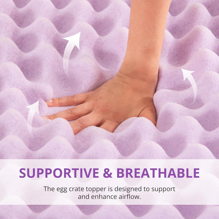 Smaioer Mattress Topper, Egg Crate Memory Foam Mattress Topper,Pressure Relief for Back Pain