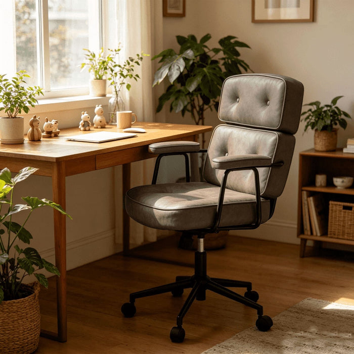 Taoset Luxury Executive Office Chair, Ergonomic High-Back Desk Chair with Double-Layered Lumbar Support, Adjustable PU Leather Computer Chair with Padded Armrests for Home Office, Conference, 300 lbs, Brown