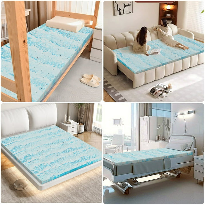 2~4 inch Cooling Gel Infused Mattress Topper, Memory Foam Mattress Topper