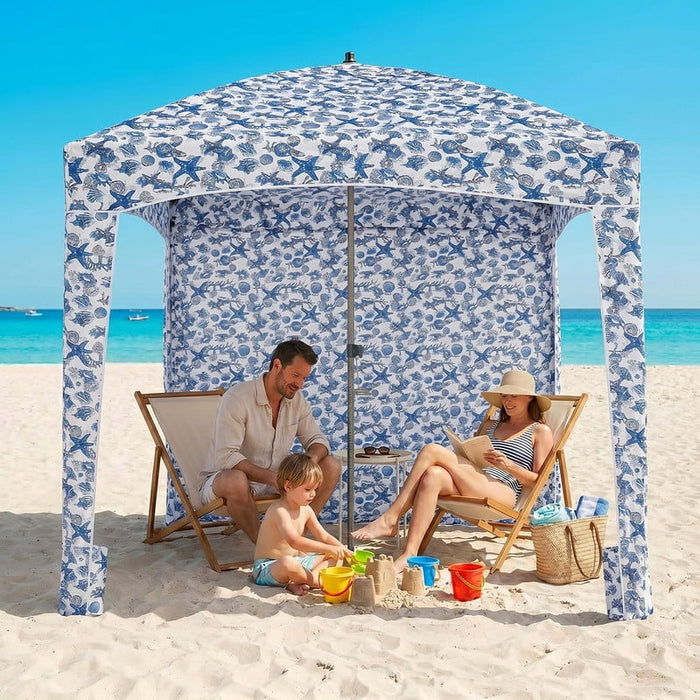 Bigleap 6x6ft Beach Cabana with Side Wall, UPF 50+ Sun Shelter & Wind-Resistant Canopy, Portable Beach Tent with Carry Bag (Starfish Shell)