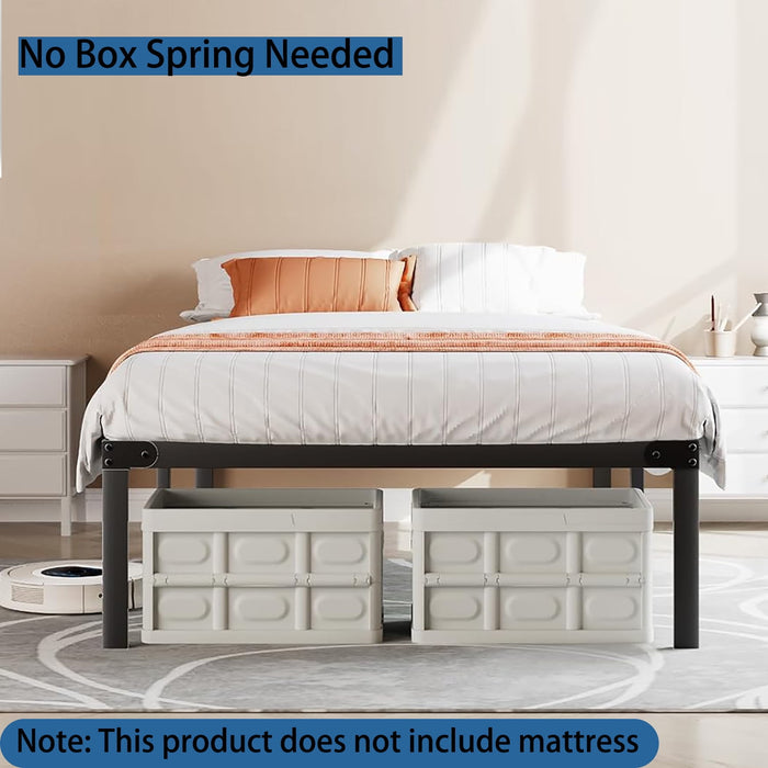 Bed Frame Classic Metal High Platform Bedframes Iron-Art Headboard/Footboard/Under Bed Storage, 14 Inch High
