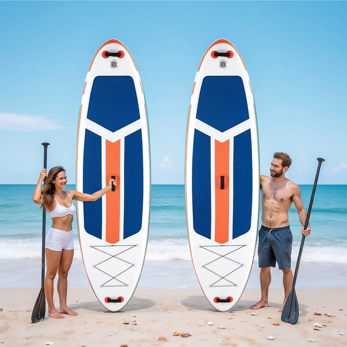 Taoset 10'5" Inflatable Stand Up Paddle Board, Commercial Grade PVC ISUP with Non-Slip Deck, Complete SUP Accessories: Paddle, Pump, Leash & Backpack, All-Skill Level Water Sports Board, Orange