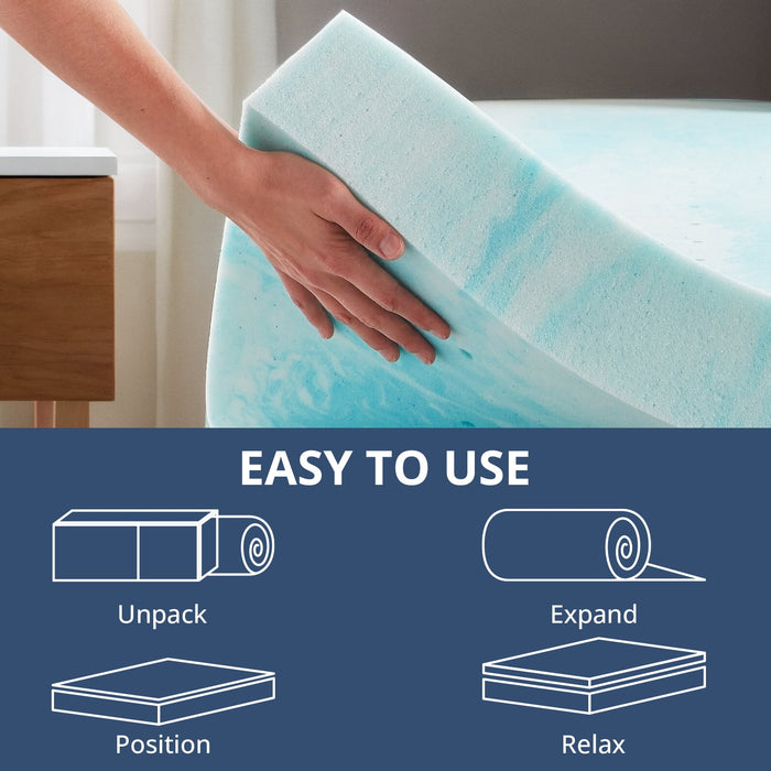 Beddle Mattress Topper, Cooling Gel Memory Foam Bed Topper for Pressure Relief