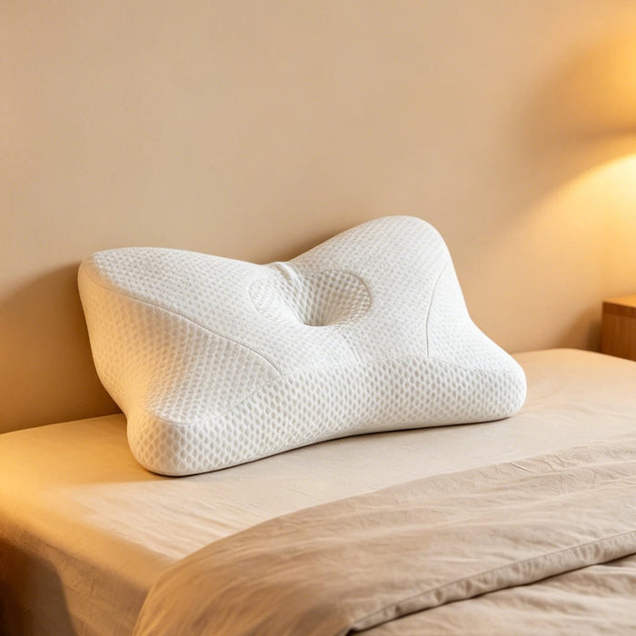 Memory Foam Cervical Neck Pillow Set of 1, Neck Pillow with Removable Cover, Suitable for Side Back Stomach Sleepers, White, King Size, 25.98 X 15.35 X 5.12 Inch