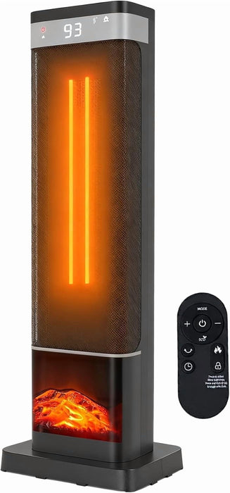 Taoset 24-Inch Portable Ceramic Heater for Bedroom, Office - 1500W Fast Heating with Remote Control, Black