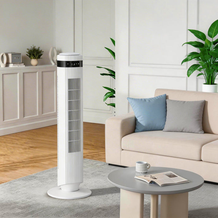 Betcozy Quiet Tower Fan for Bedroom, Oscillating Fan with Child Lock & Night Light, 28dB, 12H Timer and Remote, 5 Speeds Cooling Fan for Nursery and Home,White