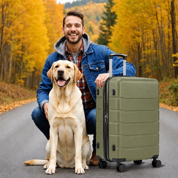 Nextay 20 Inch Carry On Luggage Hardside Expandable Suitcase with Spinner Wheels TSA Lock, Green