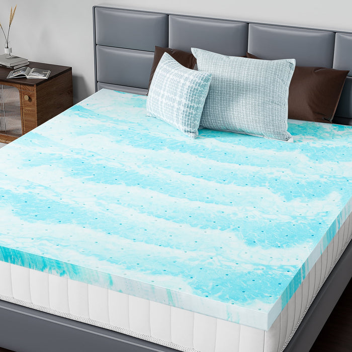 4 Inch Cooling Technology Gel Memory Foam Mattress Topper, Gel-Infused Mattress Topper for Bed, Twin-XL Size
