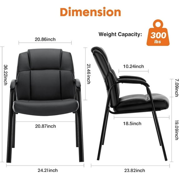 Beddle Office Guest Reception Chairs, PU Leather Armchairs with Padded Seat, No Wheels, for Lobby or Conference Room