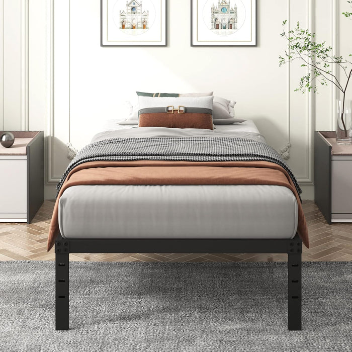Beddle Metal Bed Frame with Storage Space, Heavy Duty Platform, No Box Spring Needed, Black
