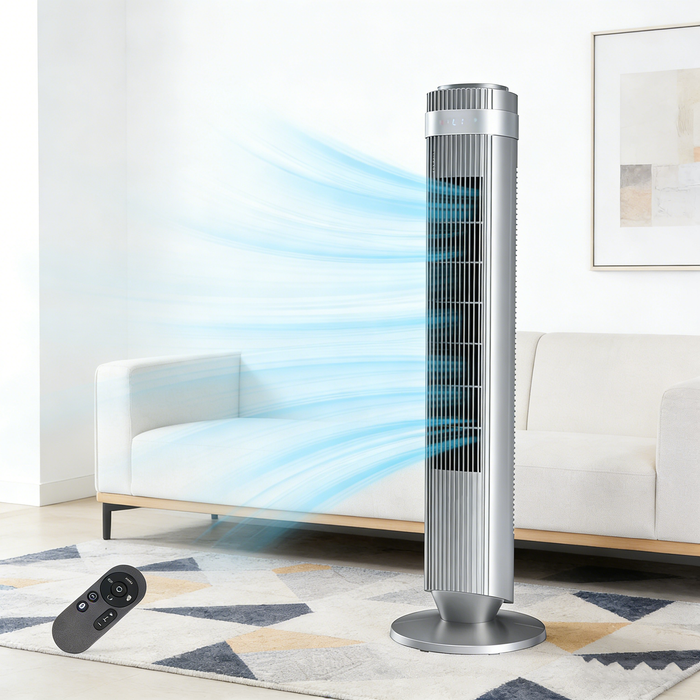 Beddle Tower Fan for Home, 36" Standing Floor Fan with Remote, Bladeless Fan Cold Air Quiet, 5 Speeds, 4 Modes, LED Display