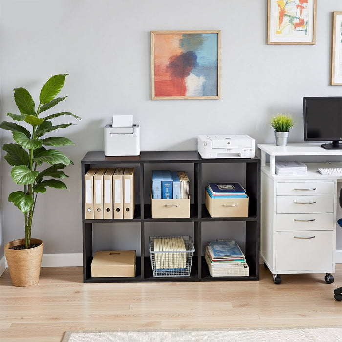 Betcozy Cube Bookshelf Black, 6 Cube Storage Organizer Bookcase, Display Bookcase, TV Stand, for Living Room, Home Office, Bedroom