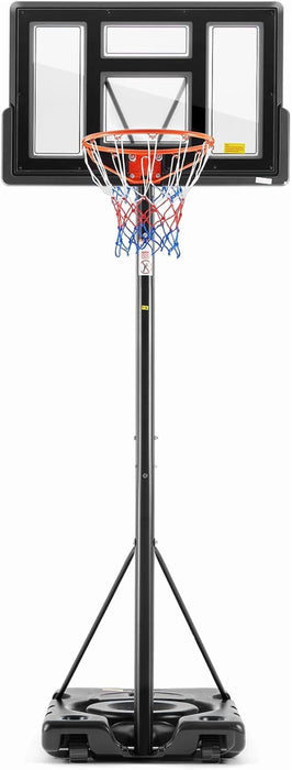 Betcozy Portable Basketball Hoop, Outdoor Basketball System Stand with 44 Inch Shatterproof Backboard/Shock Absorbent Rim, Fillable Base, 6.1-10FT Height Adjustable Basketball Goal System
