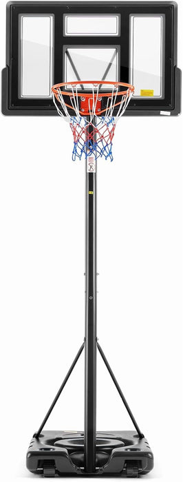 Betcozy Portable Basketball Hoop, Outdoor Basketball System Stand with 44 Inch Shatterproof Backboard/Shock Absorbent Rim, Fillable Base, 6.1-10FT Height Adjustable Basketball Goal System
