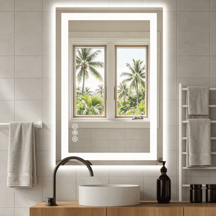 Taoset Bathroom Mirror with Lights, 24"X36" LED Vanity Mirror for Wall, Gradient Front and Backlit Mirror with Anti-Fog, Memory Function, Tempered Glass, Shatter-Proof, Horizontal& Vertically