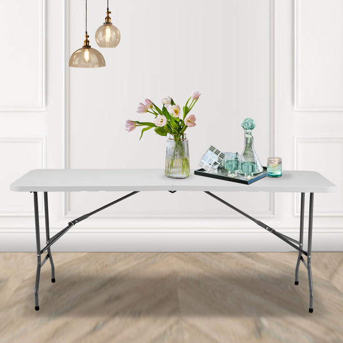 Simenmax 8ft Heavy Duty Folding Table - Portable Outdoor Indoor Plastic Desk for Camping, Picnic & Parties