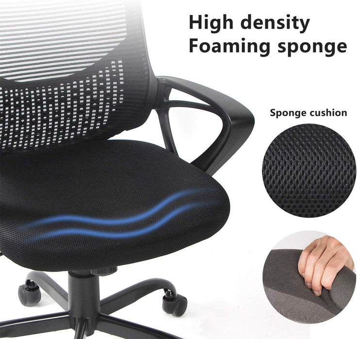 Bigleap Office Chair, Ergonomic Computer Chair, Mesh Desk Chairs with Comfy Lumbar Support and Armrest for Home, Bedroom, Study, Student, Adults, Black