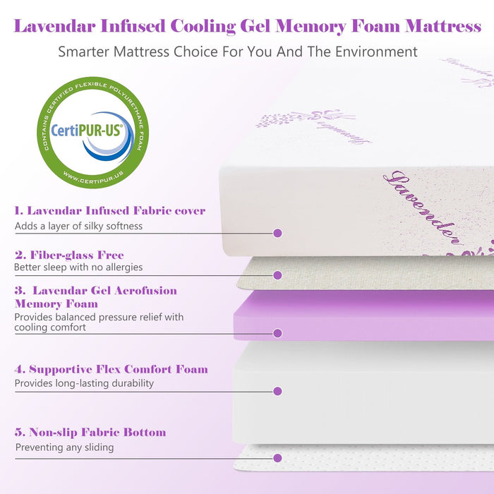 Beddle 6 inches Twin Mattress, Memory Foam Mattress Bed in a Box with Cooling Lavender Infusion Gel