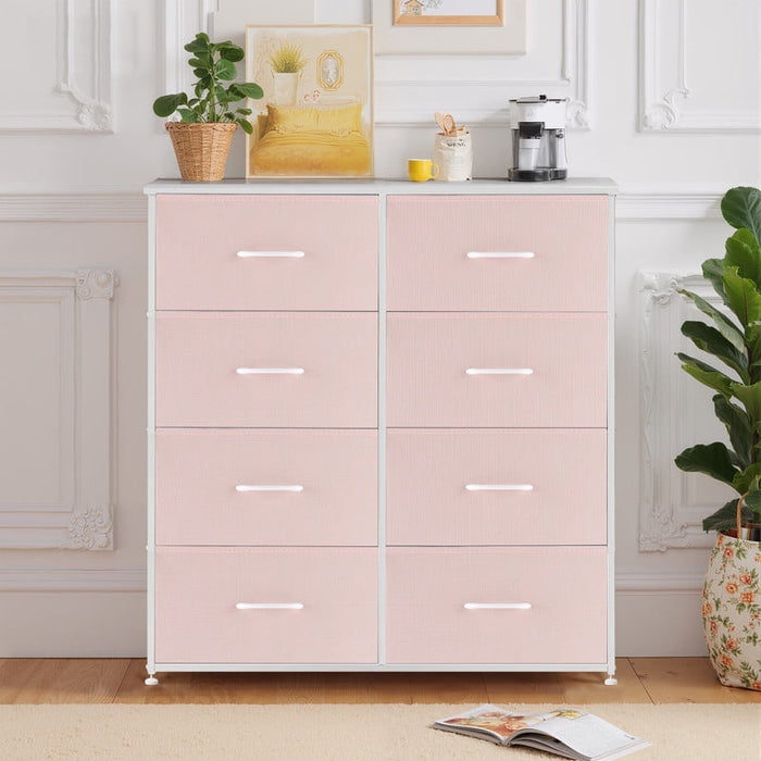 Simenmax 8 Dresser, Storage Drawers with Removable Fabric Bins, Fabric Closet Chests Organizer for Bedroom, Closet, Living Room, Pink