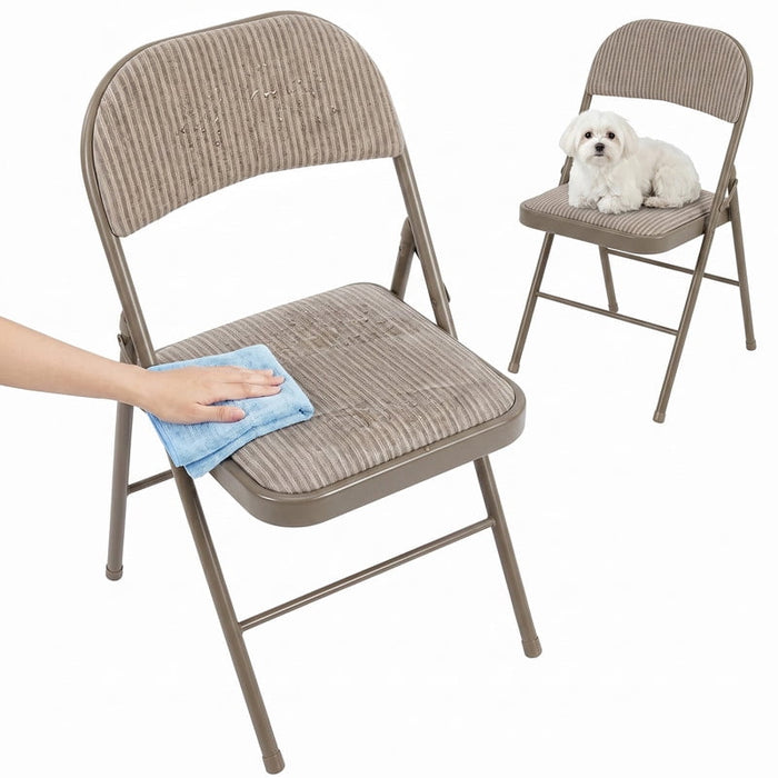 Simenmax 2-Pack Folding Chairs with Padded Seat & Back – Stackable, Indoor Outdoor Chairs for Wedding, Office, Party, Patio,Brown