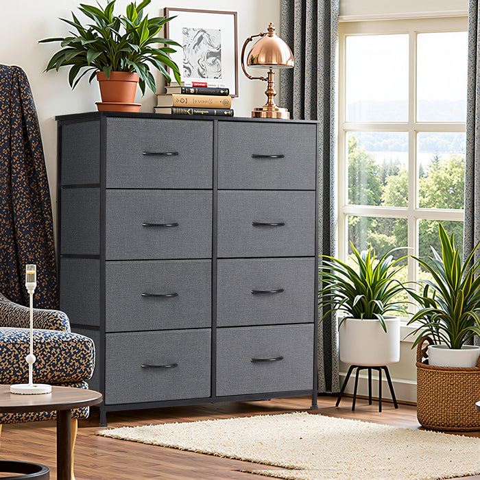 Simenmax 8 Dresser for Bedroom Fabric Dresser Chest of Closets Storage Units Organizer Tower Wooden Top Shelf for Bedroom, Hallway, Entryway, Closet