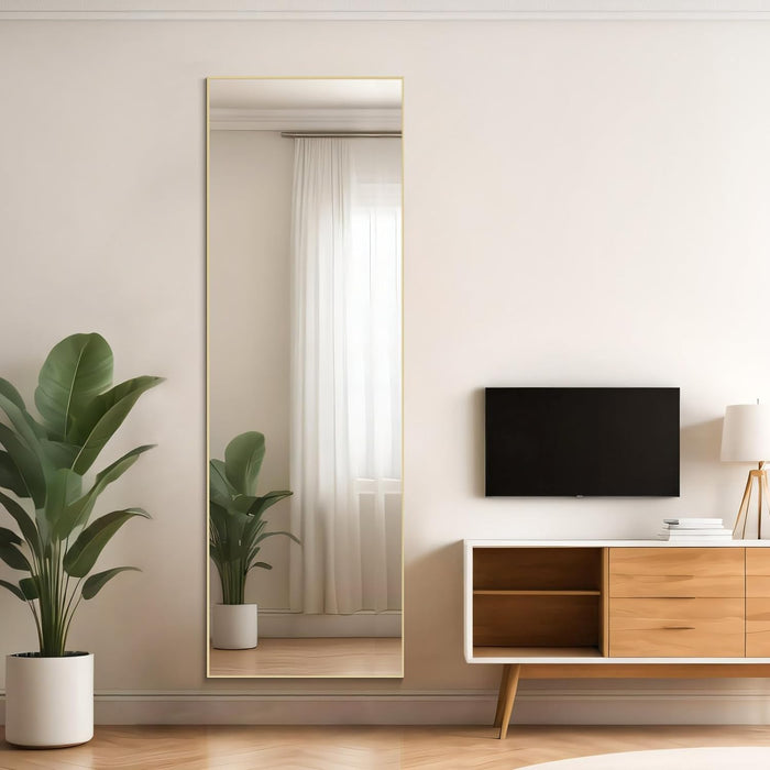21"x64" Mirror Full Length, Body Wall Mirrors with Shatter-Proof Glass, Floor Standing, Hanging or Leaning, Large Tall Mirror with Stand Aluminum Alloy Frame for Bedroom Cloakroom