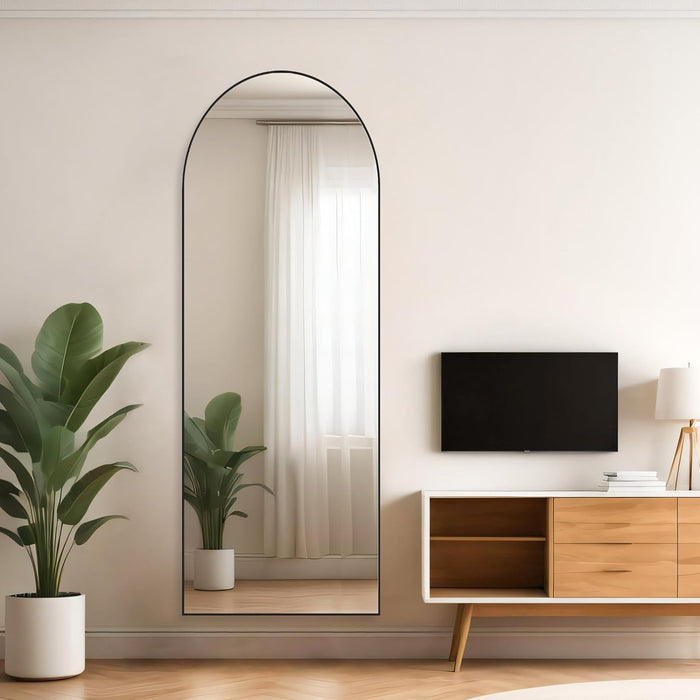 21"x64" Arched Mirror Full Length, Body Wall Mirrors with Shatter-Proof Glass, Floor Standing, Hanging or Leaning, Large Tall Arch Mirror with Stand Aluminum Alloy Frame for Bedroom Cloakroom