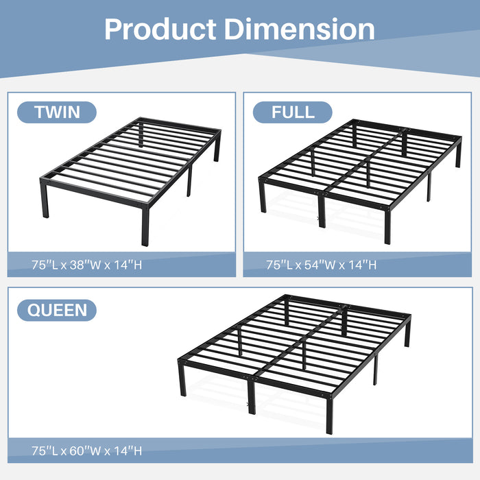 Simenmax Metal Platform Bed Frame, Heavy Duty Mattress Foundation with Steel Slats Support, No Box Spring Needed, Black