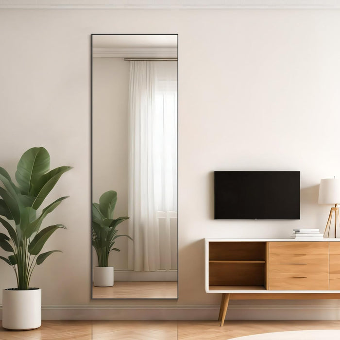 Bigleap 21"x64" Mirror Full Length, Body Wall Mirrors with Shatter-Proof Glass, Floor Standing, Hanging or Leaning, Large Tall Mirror with Stand Aluminum Alloy Frame for Bedroom Cloakroom
