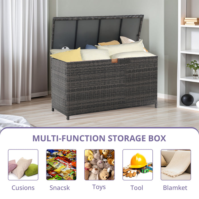 Outdoor Storage Box 125 Gallon Large Deck Boxes Waterproof Wicker Patio Bin for Toy Pool Garden Cushion