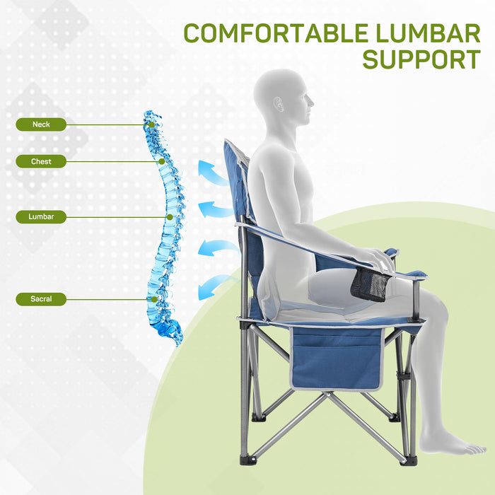 Simenmax Foldable Camping Chair Set of 2, Folding Camp Chairs for Adults, Large Portable Lawn Chair for Outdoors Fishing, Hiking, Travel, Picnic, Beach,Blue Gray