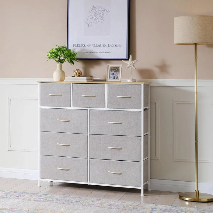 Simenmax 4/5/7/8/9Dresser, Storage Drawers with Removable Fabric Bins, Fabric Closet Chests Organizer for Bedroom, Closet, Living Room, Light Gray