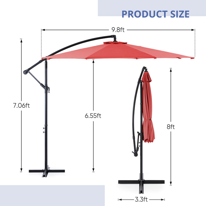 Bigleap 10ft Offset Umbrella Cantilever Patio Hanging Umbrella Outdoor Market Umbrella with Crank & Cross Base Suitable for Garden, Lawn, backyard and Deck,Blue