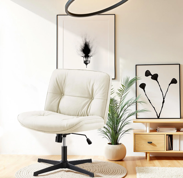TINKLE WELL Criss Cross Legged Chair with Fixed Base , 360° Adjustable Swivel Chair for Office, Bedroom, Study, Living room, Dressing table, and Dorm