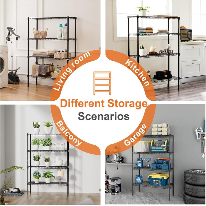 Bigleap 4-Tier Metal Storage Shelving, Adjustable Shelves Unit Heavy Duty Standing Shelf Organizer for Kitchen, Closet, Pantry, Garage, Bathroom, Laundry