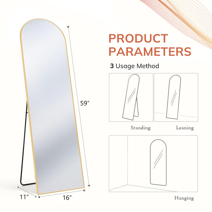 SIMENMAX Full Length Mirror, Full Body Mirror Floor Mirror Standing Hanging or Leaning Wall, Wall Mirror with Stand Aluminum Alloy Thin Frame for Bedroom Cloakroom