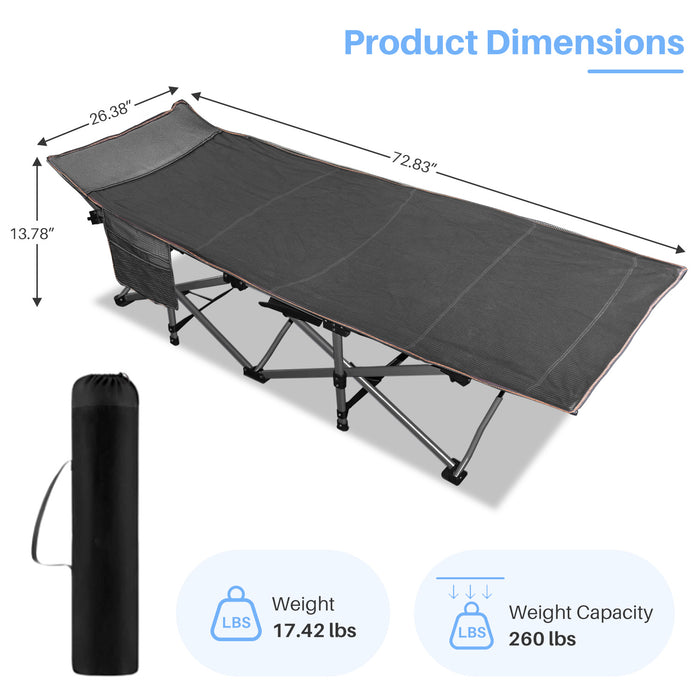 Bigleap Camping Cot, Folding Camping Cot Heavy Duty Sleeping Bed with Pilllow for Home Office Travel, Camping, Red