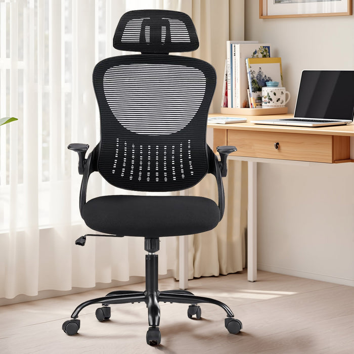 Bigleap Office Chair, Ergonomic Computer Chairs with Flip-up Arms,Black
