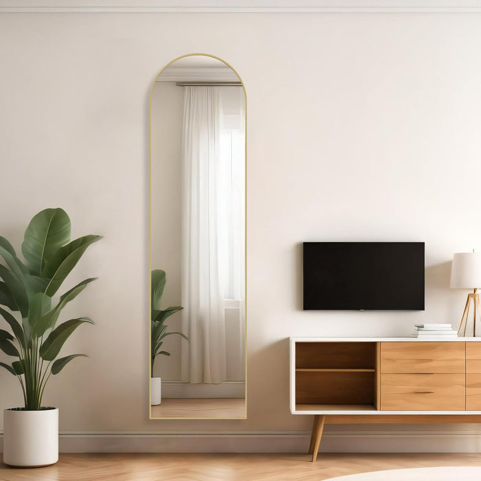 16"x59" Arched Mirror Full Length, Body Wall Mirrors with Shatter-Proof Glass, Floor Standing, Hanging or Leaning, Tall Arch Mirror with Stand Aluminum Alloy Frame for Bedroom Cloakroom