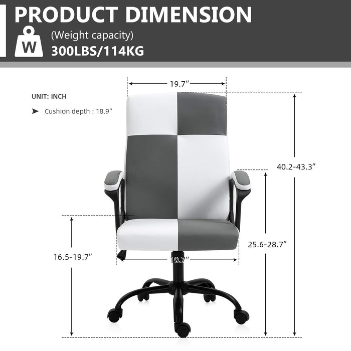 Office Chair, High Back Ergonomic Computer Chair for Big and Tall People, Adjustable Home Office Study Chair with Armrests and Rolling Wheels