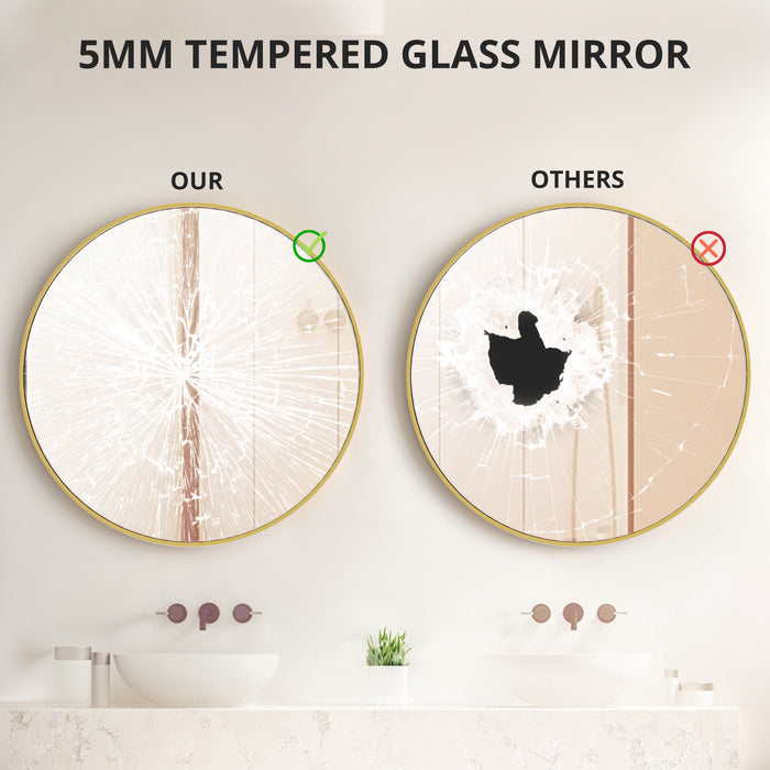 Simenmax Round Wall Mirror 24 Inch, Bathroom Mirrors for Over Sink, Circle Mirror for Bathroom, Entryway, Bedroom, Vanity